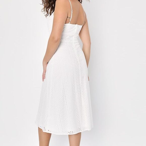 NWT Lulus White Eyelet Embroidered Cutout Midi Dress womens size XS - Picture 4 of 13